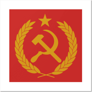 Hammer and Sickle - Yellow Communist Emblem Posters and Art